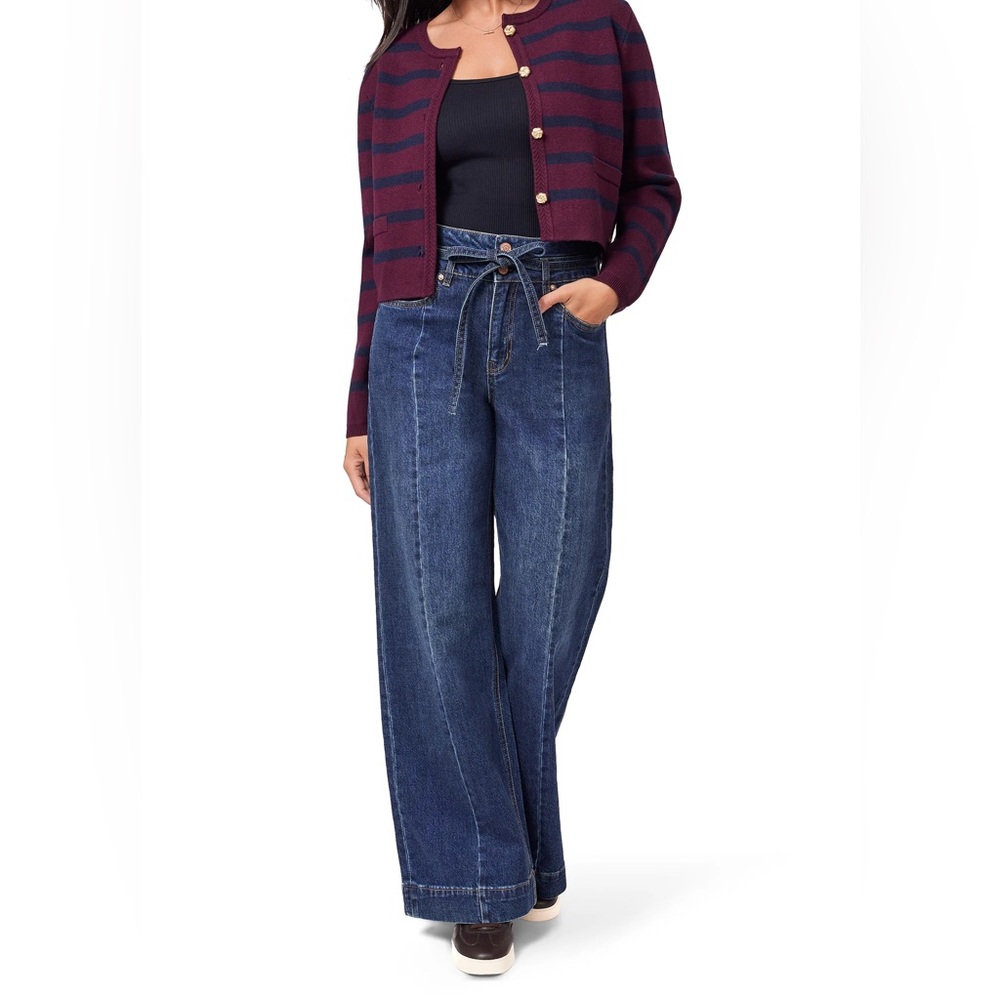 NEW SCOTCH & SODA High waisted Wide Leg COTTON Dark Blue Jeans 31” size 4,12 - Picture 2 of 16